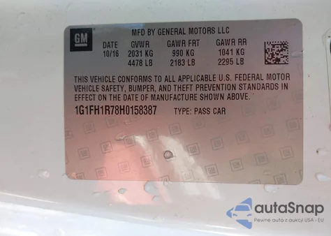 2017 Chevrolet Camaro 2Ss z USA, uszkodzony, nr VIN 1G1FH1R78H0158387